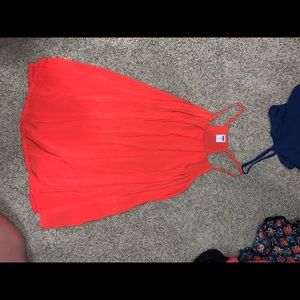 Orange swoop neck tank top